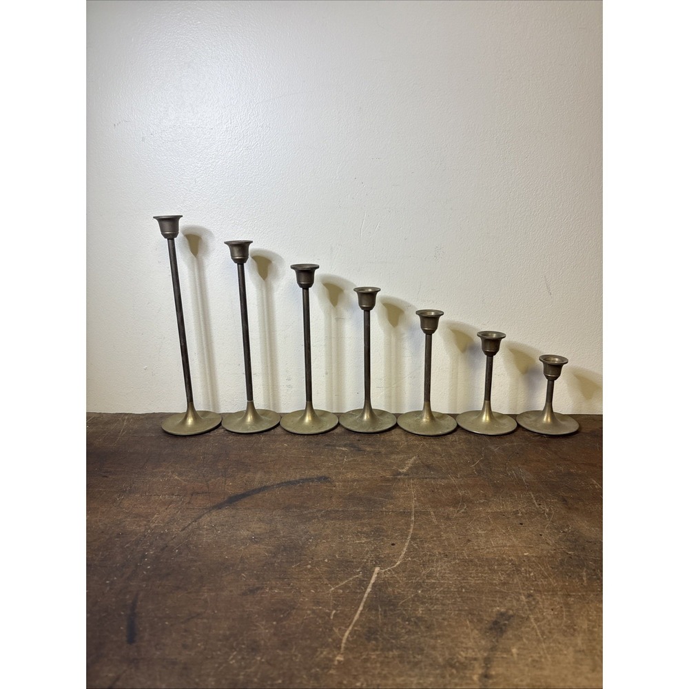 Set 7 Vtg Interpur Graduated Candlestick Holders Tapers 3"-9"